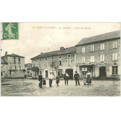 carte postale ancienne 81 ALBAN. La Place du Marché 1916