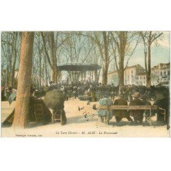 carte postale ancienne 81 ALBI. La Promenade avec Kiosque à musique et Musiciens 1914