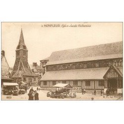 carte postale ancienne 14 HONFLEUR. Eglise Sainte-Catherine et Marché 2