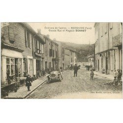 carte postale ancienne 81 BOISSEZON. Grande Rue et Magasin Bonnet. Superbe voiture ancienne