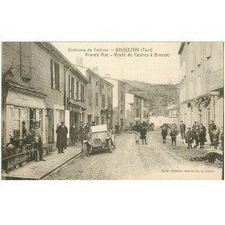 carte postale ancienne 81 BOISSEZON. Grande Rue. Superbe voiture Route de Castres à Brassac