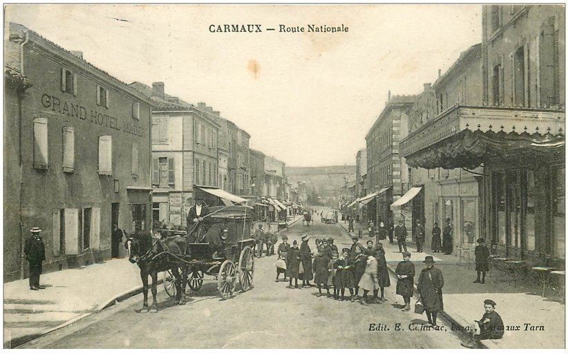 carte postale ancienne 81 CARMAUX. Grand Hôtel Mader Route Nationale 1926