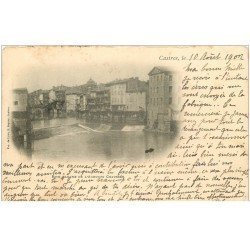 carte postale ancienne 81 CASTRES. Chaussée Rive gauche de l'Agout 1902