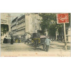 81 CASTRES. Diligence et Charretier Rue Villegoudon et Place Soult 1908 Café Esplanade