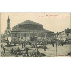 carte postale ancienne 81 CASTRES. Halle aux Grains et Eglise Saint-Jean 1923