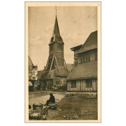 carte postale ancienne 14 HONFLEUR. Eglise Sainte-Catherine le Clocher et marchande