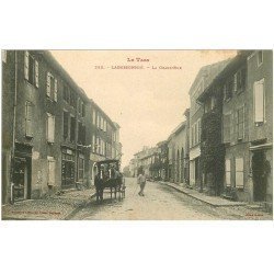 carte postale ancienne 81 LABESSONNIE. Bel attelage devant Tabac Café sur la Grand Rue