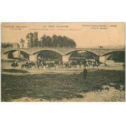 carte postale ancienne 81 LABRUGUIERE. Les Chevaux à l'Abreuvoir Militaires. Timbre Taxe 1906