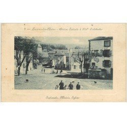 carte postale ancienne 81 LACAUNE-LES-BAINS. Esplanade, Mairie et Eglise vers 1911