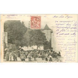 carte postale ancienne 81 LACAUNE-LES-BAINS. Le Marché aux sabots 1902. Edition Bonnaffé