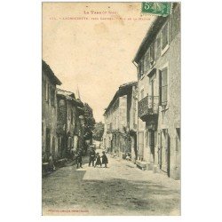 carte postale ancienne 81 LACROUZETTE. Gamins Rue de la Mairie 1913