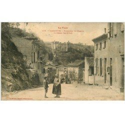 carte postale ancienne 81 LAGUEPIE. Faubourg Saint-Martin 1907 au fond le Château