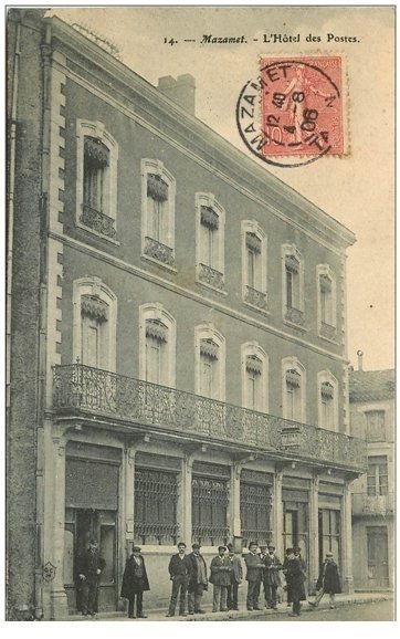 81 MAZAMET. L'Hôtel des Postes 1906 Facteurs et Employés