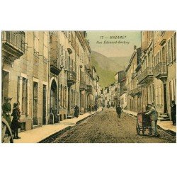 carte postale ancienne 81 MAZAMET. Rue Edouard Barbey avec Triporteur 1909