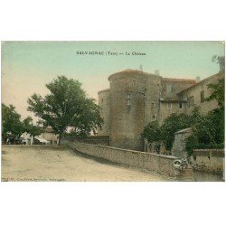 carte postale ancienne 81 SALVAGNAC. Le Château avec Enfants assis 1912. Carte émaillographie