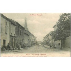 carte postale ancienne 81 SOUAL. La Grand Rue 1904 et le Clocher