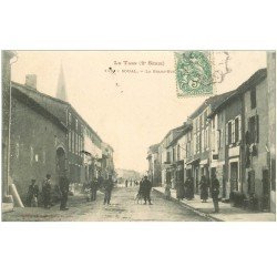carte postale ancienne 81 SOUAL. La Grand Rue 1907 Garage et Coiffeur
