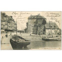 14 HONFLEUR. La Lieutenance et Vieux Quai 1910 Péniche Aimée Emmanuel