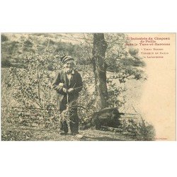 82 LAVAURETTE. Vieux Berger Tresseur de Paille 1912 avec sa Chèvre. Vieux métiers artisanaux