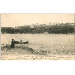 carte postale ancienne 83 GIENS. Baie de la Vignette 1906 avec Pêcheur en barque