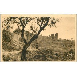 carte postale ancienne 83 HYERES. Vieux Château à travers les Oliviers 1947