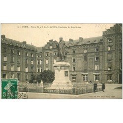 carte postale ancienne 02 GUISE. Statue de Godin. Familistère 1912