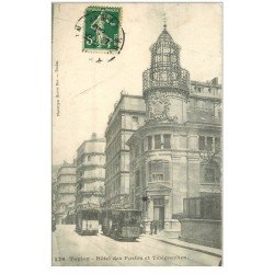 carte postale ancienne 83 TOULON. Hôtel des Postes et Télégraphes 1908 Tramways