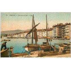 carte postale ancienne 83 TOULON. Le Port barques de Pêcheurs 1921