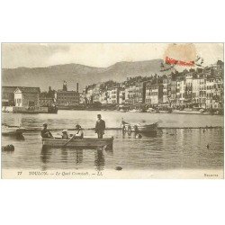 carte postale ancienne 83 TOULON. Le Quai Cronstadt avec ballade en Barque 1912
