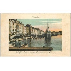 carte postale ancienne 83 TOULON. Navire Courrier de Corse au Quai Cronstadt 1918