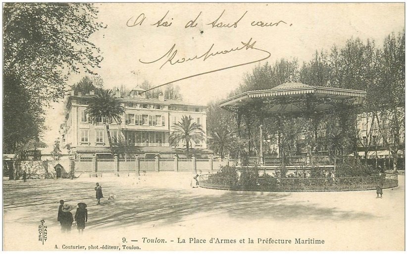 CPA TOULON.PLACE D'ARMES.LA préfecture Maritime et le kiosque EUR 3,00