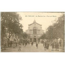 carte postale ancienne 83 TOULON. Pont du Las Place de l'Eglise 1915