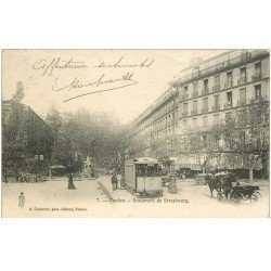 carte postale ancienne 83 TOULON. Tramway Boulevard de Strasbourg 1903