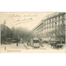 carte postale ancienne 83 TOULON. Tramway Boulevard de Strasbourg 1903