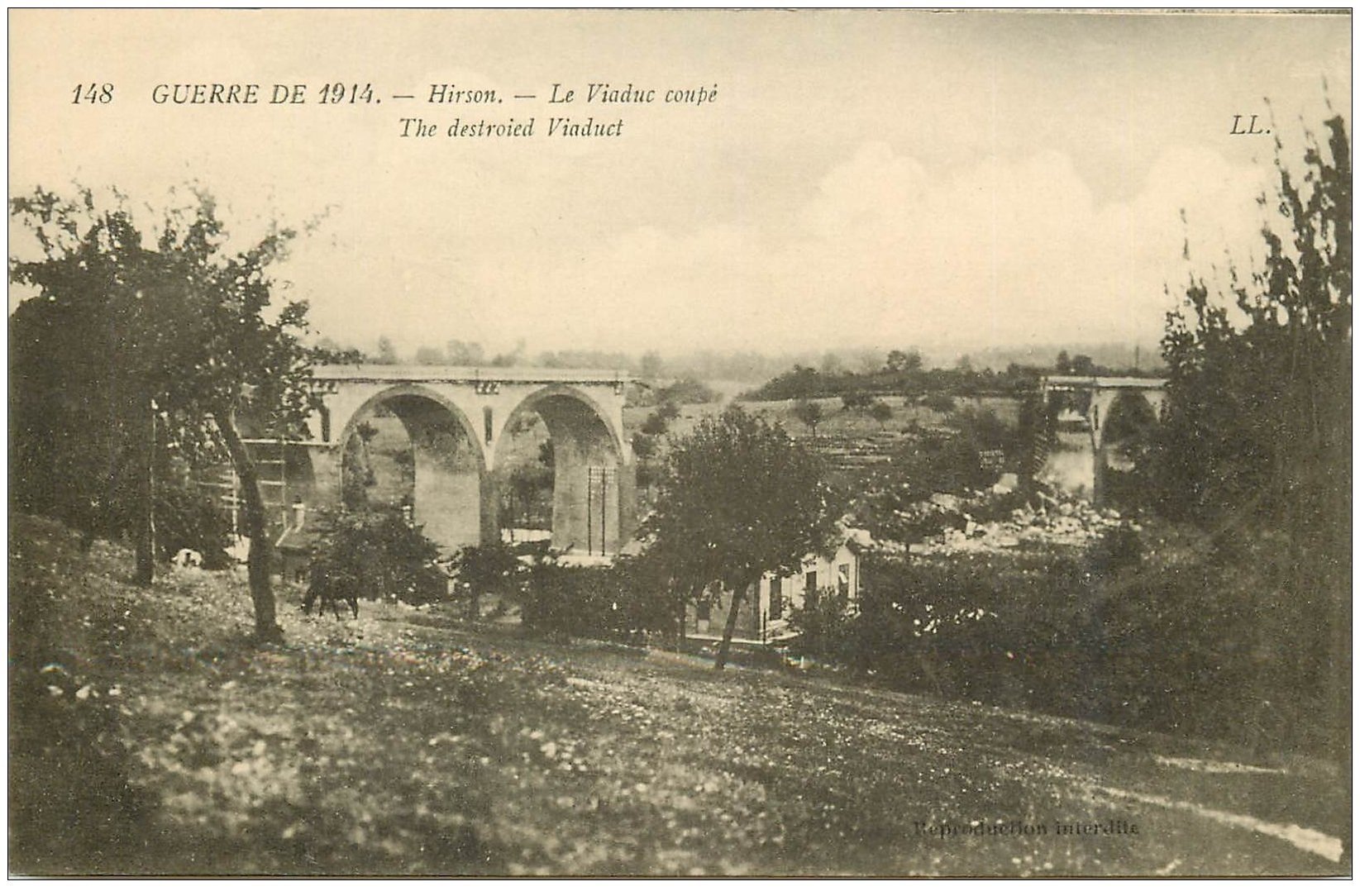 carte postale ancienne 02 HIRSON. Le Viaduc coupé 1915