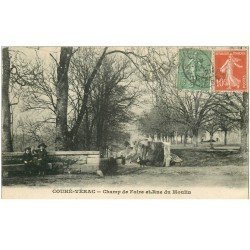 carte postale ancienne 86 COUHE VERAC. Champ de Foire et Rue du Moulin 1921 Commune de Ceaux