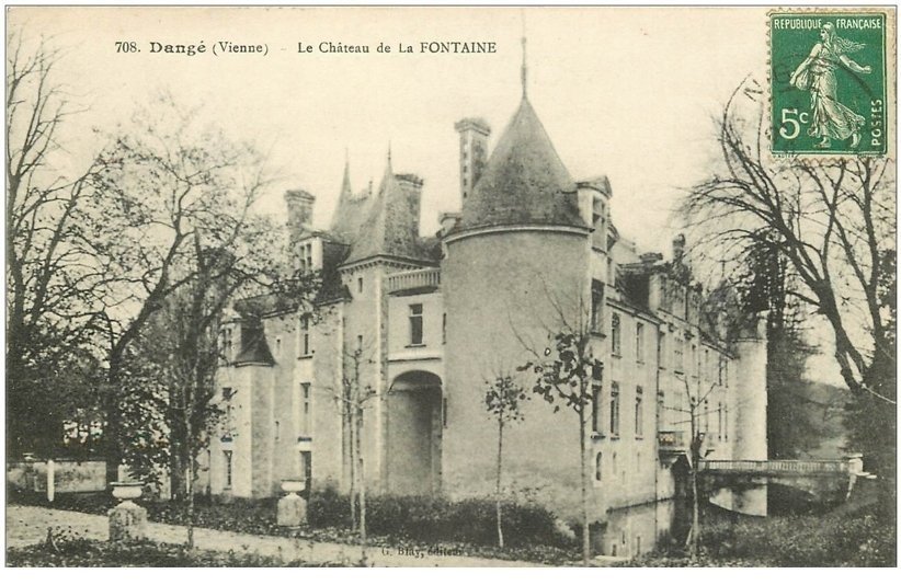 carte postale ancienne 86 DANGE SAINT ROMAIN. Château de la Fontaine vers 1908
