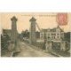 carte postale ancienne 86 LA ROCHE POSAY. Personnage Entrée du Pont suspendu 1908