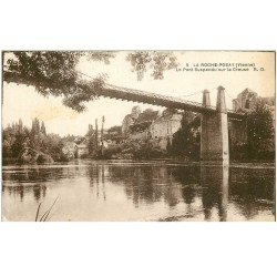 carte postale ancienne 86 LA ROCHE POSAY. Pont suspendu sur la Creuse 1934