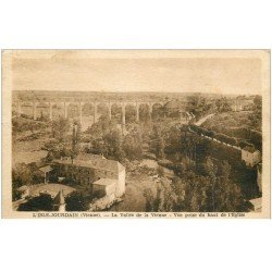 carte postale ancienne 86 L'ISLE JOURDAIN. Vallée de la Vienne 1947 et Grand Pont Viaduc