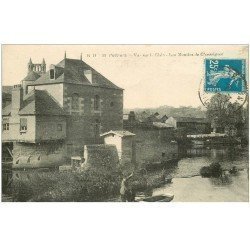 carte postale ancienne 86 POITIERS. Les Moulins de Chasseignes et Pêcheur sur le Clain 1921