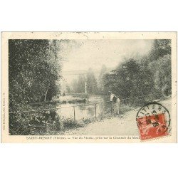 carte postale ancienne 86 SAINT BENOIT. Vue du Viaduc prise sur la Chaussée du Moulin 1908