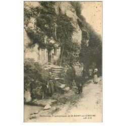 carte postale ancienne 86 SAINT REMY SUR CREUSE. Habitations Troglodytiques 1930