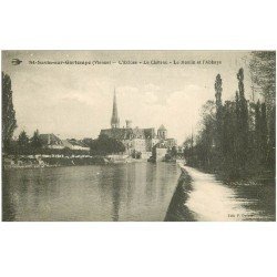 carte postale ancienne 86 SAINT SAVIN SUR GARTEMPE. Ecluse Château Moulin et Abbaye