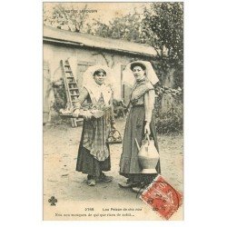 carte postale ancienne 87 LE LIMOUSIN. Paysanne en habit traditionnel 1909 avec sabots, cruche et oignons. Lou peizan de cha nou