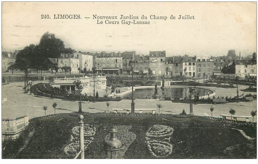 carte postale ancienne 87 LIMOGES. Cours Gay Lussac Jardins du Champ de Juillet 1931