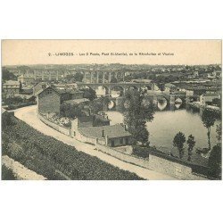 carte postale ancienne 87 LIMOGES. Pont Saint Martial, de la Révolution et Viaduc