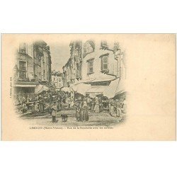 carte postale ancienne 87 LIMOGES. Rue de la Boucherie avec les auvents vers 1900