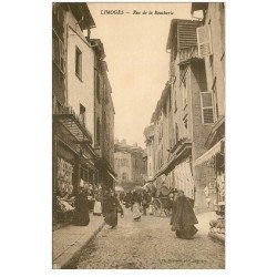 carte postale ancienne 87 LIMOGES. Rue de la Boucherie avec Volaillier et Tripier sépia