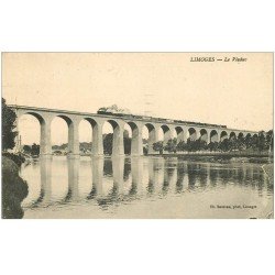 carte postale ancienne 87 LIMOGES. Train sur le Viaduc 1925